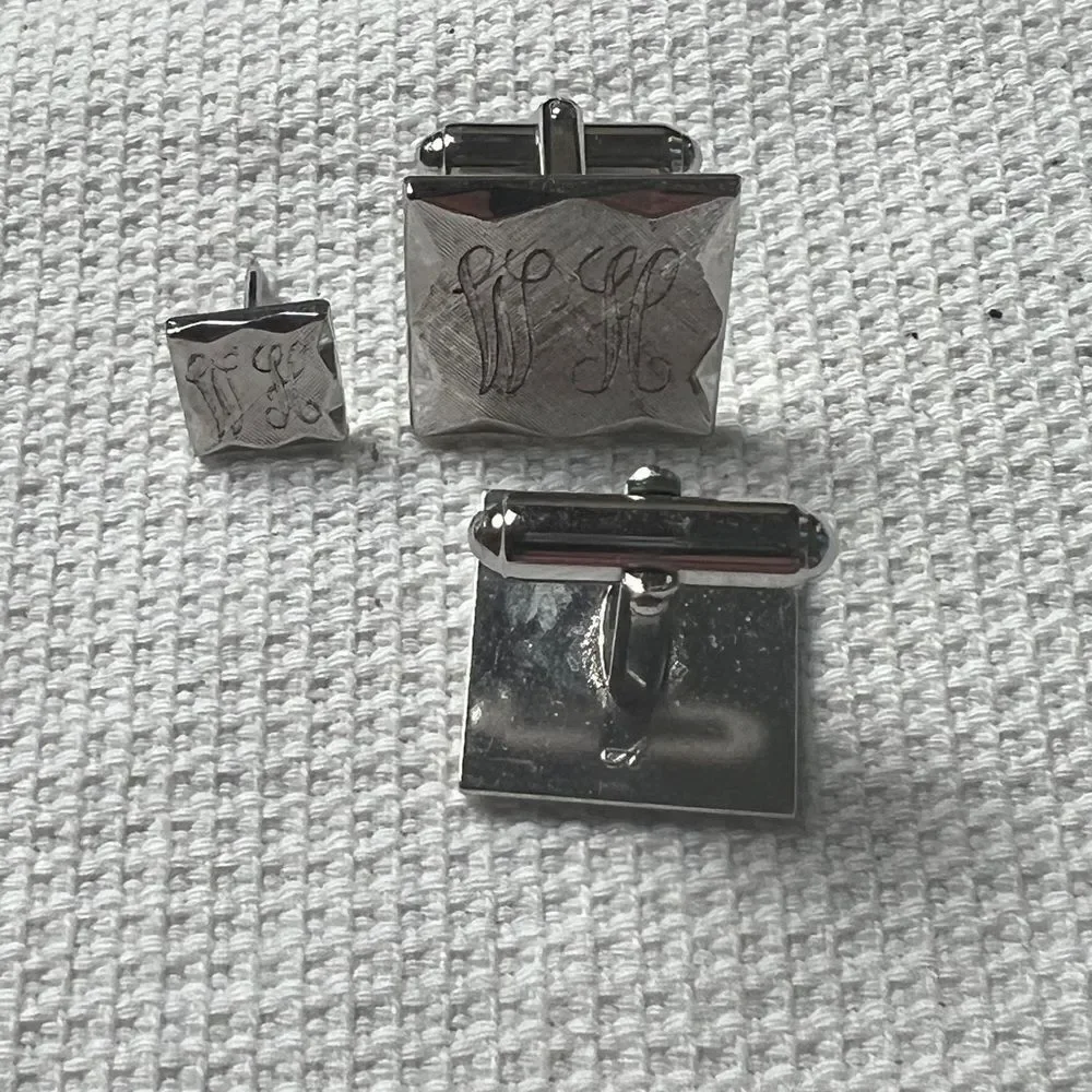 Anson “WH” Engraved Cuff Links and Tie Tack